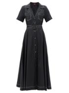 Matchesfashion.com Staud - Millie Belted Cotton-blend Shirt Dress - Womens - Black