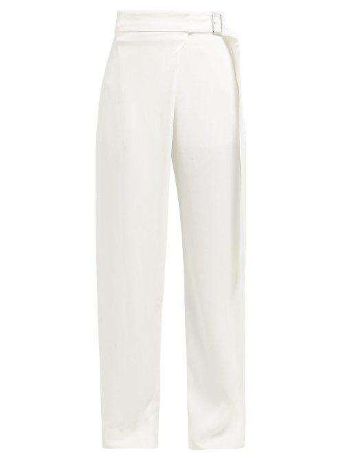 Matchesfashion.com Joseph - Stanley Belted Wrap Front Wide Leg Trousers - Womens - Ivory