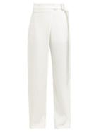 Matchesfashion.com Joseph - Stanley Belted Wrap Front Wide Leg Trousers - Womens - Ivory