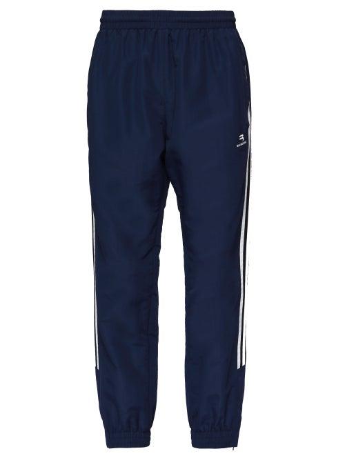 Balenciaga - Logo-embroidered Jersey Track Pants - Mens - Navy White
