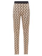 Matchesfashion.com Marine Serre - Crescent Moon-print Stretch-jersey Leggings - Womens - Beige Multi
