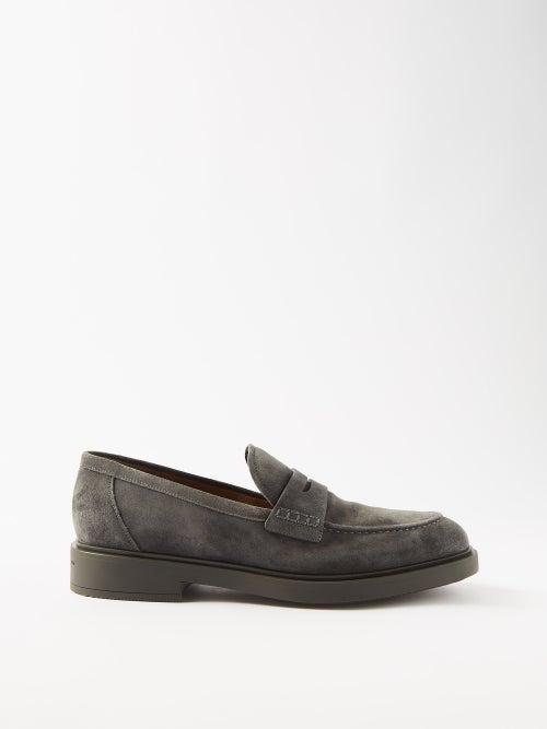 Gianvito Rossi - Harris Suede Loafers - Mens - Dark Navy