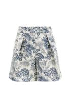 Matchesfashion.com Erdem - Howard Toile De Jouy-jacquard Twill Shorts - Womens - Cream Navy