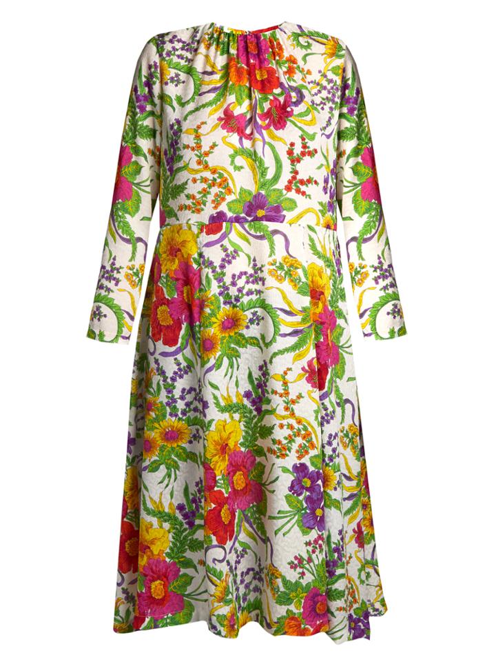 Balenciaga Floral-jacquard Gathered Midi Dress