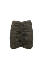 Matchesfashion.com Lisa Marie Fernandez - Ruched Metallic Mini Skirt - Womens - Black Gold