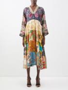 Rianna + Nina - Patchworked Vintage-silk Midi Dress - Womens - Multi