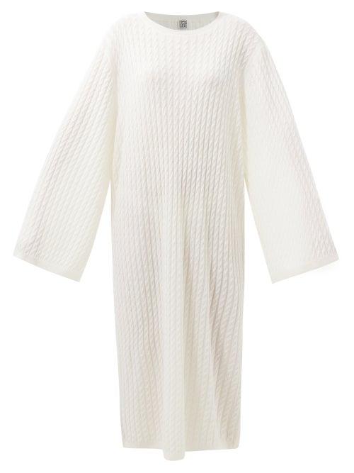 Totme - Cable-knit Wool Midi Dress - Womens - Ivory