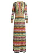Missoni Long-sleeved V-neck Crochet-knit Gown