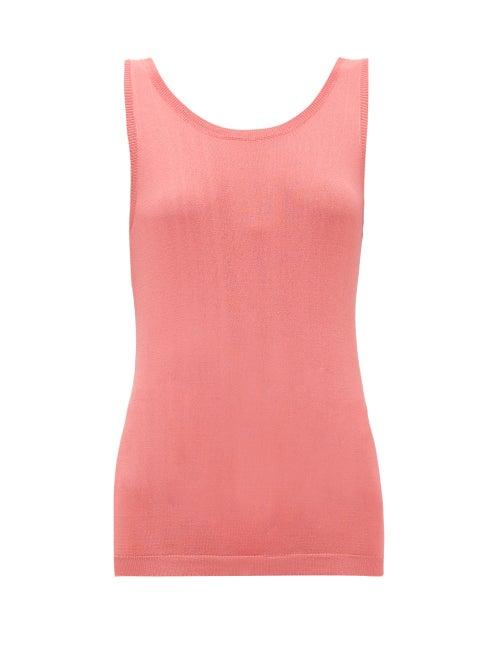 Matchesfashion.com Sara Lanzi - Scoop-back Knitted Tank Top - Womens - Coral