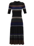 Ladies Rtw Proenza Schouler - High-neck Lurex-striped Midi Dress - Womens - Black Multi