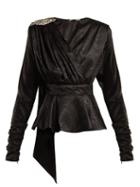 Matchesfashion.com Dodo Bar Or - Grace Peplum Satin Top - Womens - Black