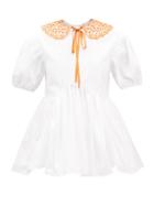 Cecilie Bahnsen - Mie Embroidered-collar Cotton-poplin Blouse - Womens - White