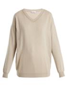 Matchesfashion.com Brunello Cucinelli - Embroidered V Neck Cashmere Sweater - Womens - Beige