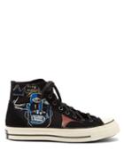 Converse X Basquiat - Chuck 70 Embroidered High-top Canvas Trainers - Mens - Black Multi