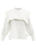 Ladies Beachwear Les Vacances D'irina - Puritan Square-collar Linen Shirt - Womens - White