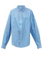 Matchesfashion.com Balenciaga - Oversized Striped Cotton Blend Shirt - Womens - Blue White