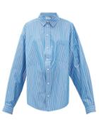 Matchesfashion.com Balenciaga - Oversized Striped Cotton Blend Shirt - Womens - Blue White