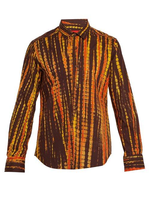 Matchesfashion.com Eckhaus Latta - Striped Tie Dye Cotton Shirt - Mens - Brown