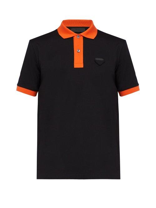 Matchesfashion.com Prada - Contrast Trim Cotton Polo Shirt - Mens - Black Multi
