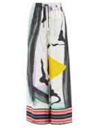 Ladies Rtw Roksanda - Callata Abstract-print Silk Wide-leg Trousers - Womens - White Multi