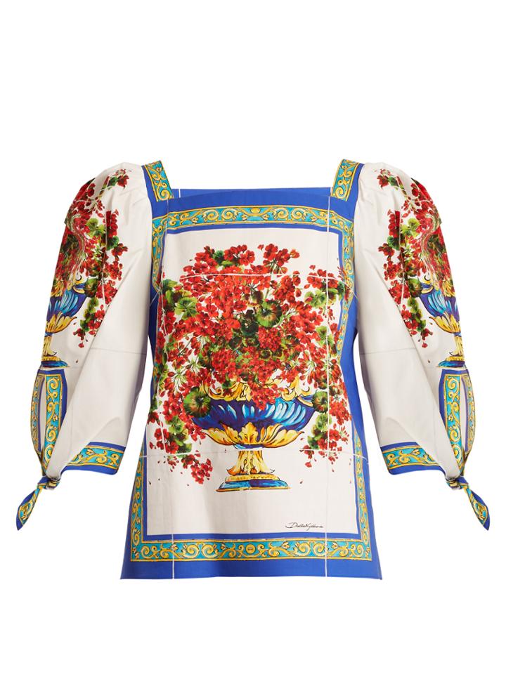 Dolce & Gabbana Majolica-print Cotton-poplin Top
