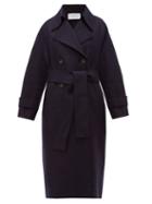 Matchesfashion.com Harris Wharf London - Double Breasted Pressed Wool Coat - Womens - Navy