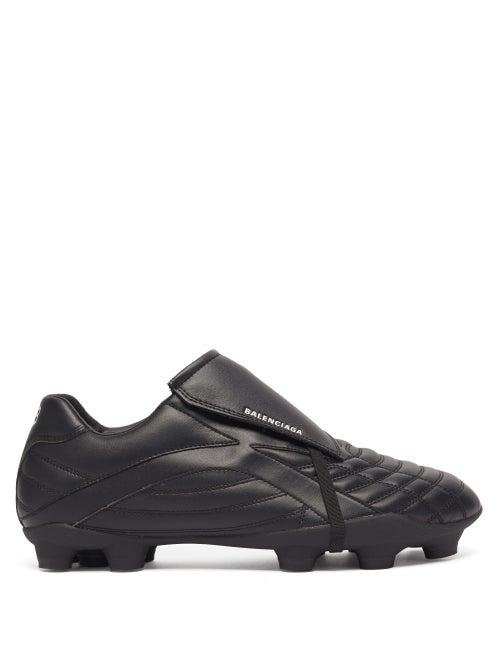 Matchesfashion.com Balenciaga - Soccer Logo-print Quilted Faux-leather Trainers - Mens - Black White