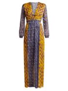 Matchesfashion.com Raquel Diniz - Lily Floral Print Pleated Silk Gown - Womens - Yellow Multi