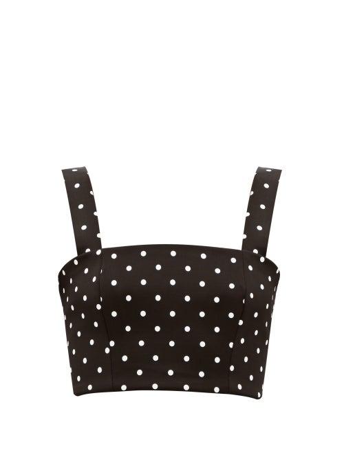 Matchesfashion.com Balmain - Polka-dot Cropped Jersey Top - Womens - Black White