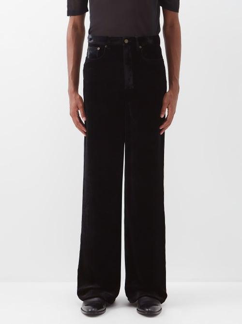 Saint Laurent - Velvet Wide-leg Trousers - Mens - Black