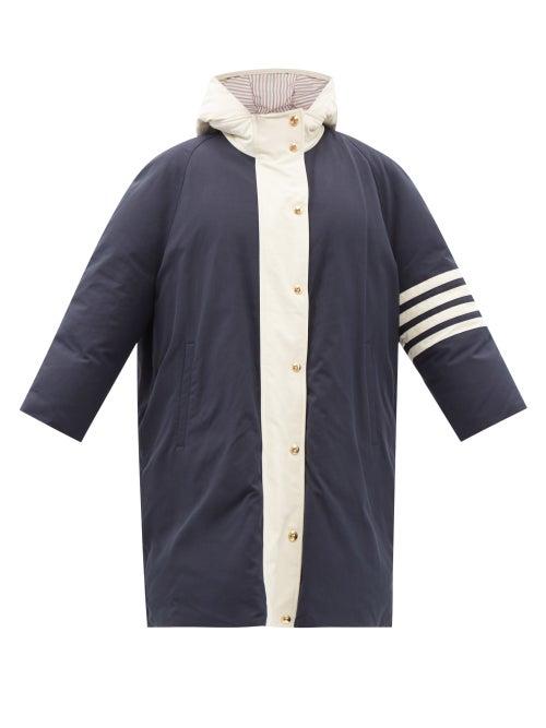 Thom Browne - Four-bar Hooded Nylon And Cotton-blend Down Coat - Womens - Navy