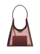 Matchesfashion.com Staud - Rey Crocodile-effect Leather And Mesh Handbag - Womens - Brown Multi