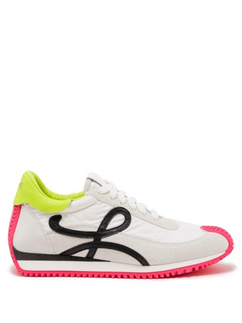 Loewe - Flow Leather Runner Trainers - Womens - Yellow White