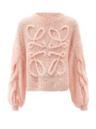 Matchesfashion.com Loewe - Cabled-anagram, Mohair-blend Sweater - Womens - Light Pink