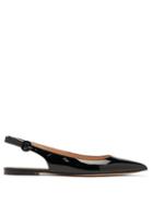 Matchesfashion.com Gianvito Rossi - Anna Point-toe Patent-leather Slingback Flats - Womens - Black