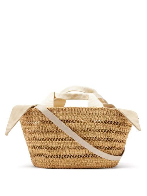 Ladies Bags Muu - George Woven-straw Basket Bag - Womens - White Multi