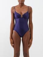 Zimmermann - Vitali Ruched Swimsuit - Womens - Indigo