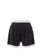Balmain - Sequinned Flared-leg Shorts - Womens - Navy