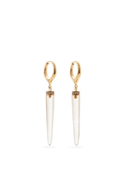 Matchesfashion.com Noor Fares - Smokey Quartz, Diamond & 18kt Gold Earrings - Womens - Grey Multi
