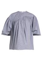 A.w.a.k.e. Striped Wing-sleeved Cotton-poplin Top