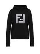 Matchesfashion.com Fendi - Mesh Logo Print Hooded Cotton Sweatshirt - Mens - Black Multi
