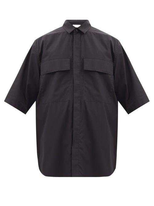 Matchesfashion.com Fearofgodzegna - Flap-pocket Oversized Cotton-poplin Shirt - Mens - Black