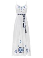 Matchesfashion.com Themis Z - Delia Kyklos-print Cotton Midi Dress - Womens - White Multi