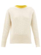 Matchesfashion.com La Fetiche - Viva Contrast Neck Wool Sweater - Womens - Cream