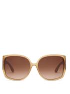 Matchesfashion.com Burberry - Tb Monogram Butterfly Acetate Sunglasses - Womens - Brown