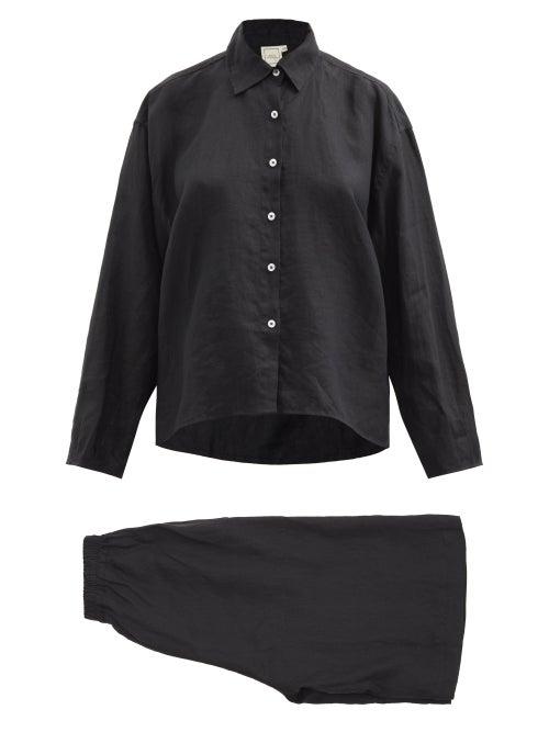 Deiji Studios - 06 Short Linen Pyjamas - Womens - Black