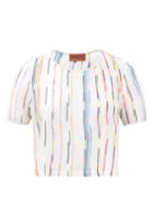 Matchesfashion.com Missoni Mare - Striped Cropped-hem T-shirt - Womens - White Multi