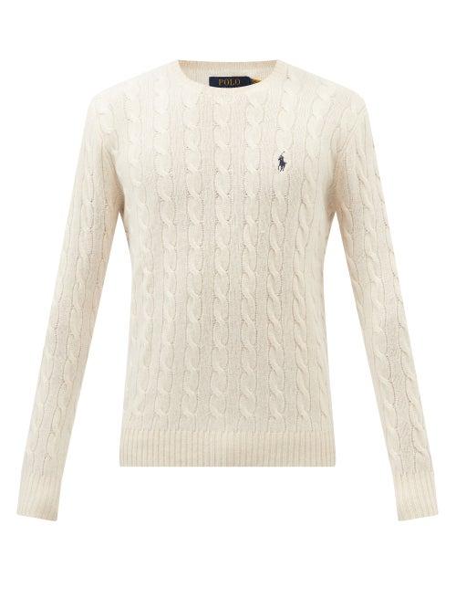 Polo Ralph Lauren - Logo-embroidered Cable-knit Wool-blend Sweater - Mens - Cream