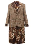Matchesfashion.com Junya Watanabe - Checked And Floral Print Layered Jacket - Womens - Brown Multi