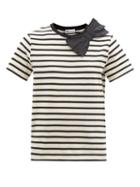 Ladies Rtw Redvalentino - Taffeta-bow Striped Cotton-jersey T-shirt - Womens - White Stripe